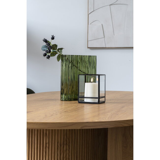 Lantaarn Glas Metaal Zwart Windlicht Modern
