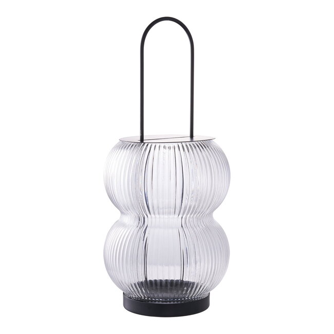 Lantaarn Glas Metaal Zwart Modern Ribbel
