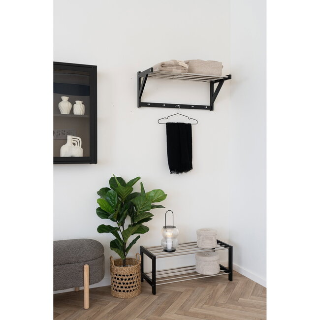 Lantaarn Glas Metaal Zwart Modern Ribbel