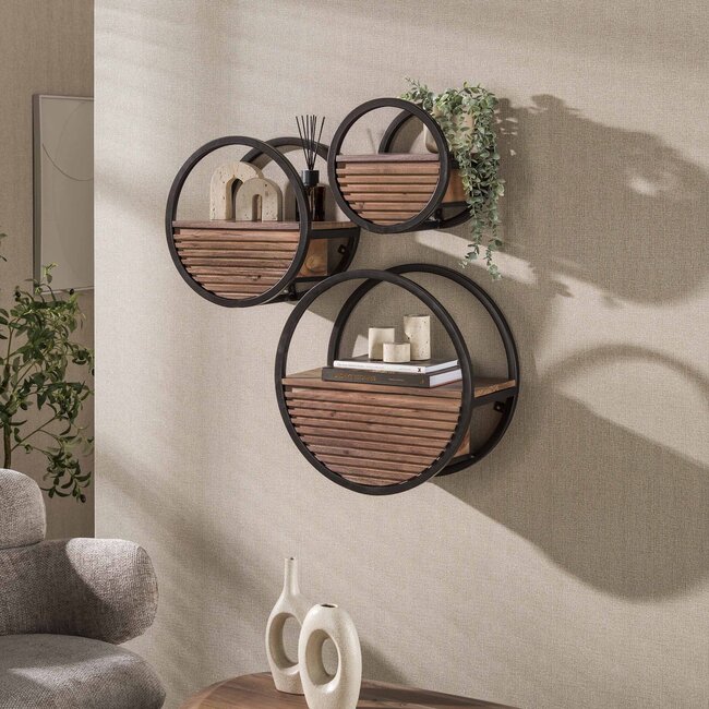 Wandschap Acaciahout Bruin 1 Lade Ø30 cm - Circular