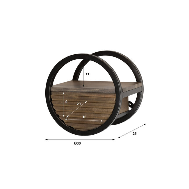 Wandschap Acaciahout Bruin 1 Lade Ø30 cm - Circular