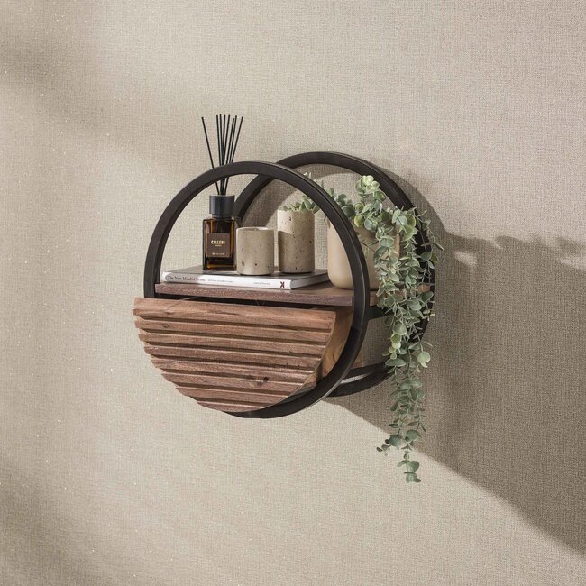 Wandschap Acaciahout Bruin 1 Lade Ø40 cm - Circular