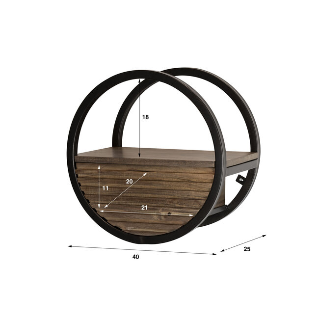 Wandschap Acaciahout Bruin 1 Lade Ø40 cm - Circular