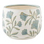 Bloempot Keramiek Wit Bloemenprint Rond