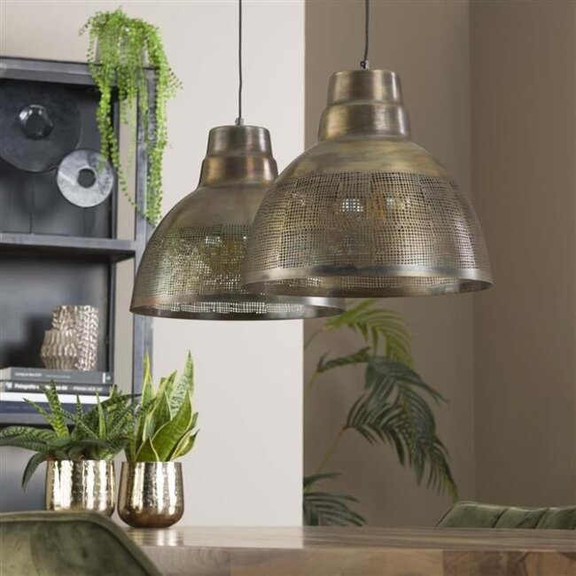 Hanglamp Screen Metaal Antiek Brons 2-Lichts