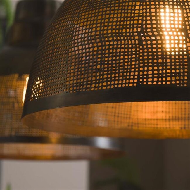 Hanglamp Screen Metaal Antiek Brons 2-Lichts
