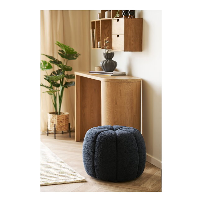 Poef Donkerblauw Rond Modern Teddy Zitpoef