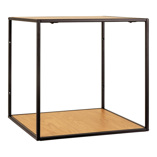 Wandplank Metaal Hout Zwart Naturel - 36 cm
