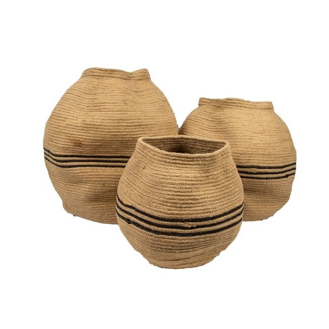 Rotan Mand Naturel Zwart - Opbergmand M