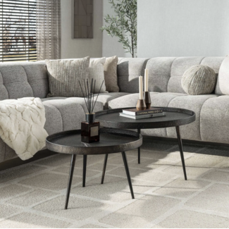 PS-Collection Salontafel Set van 2 Metaal Grijs Rond Metallic