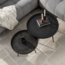 Salontafel Set van 2 Metaal Grijs Rond Metallic