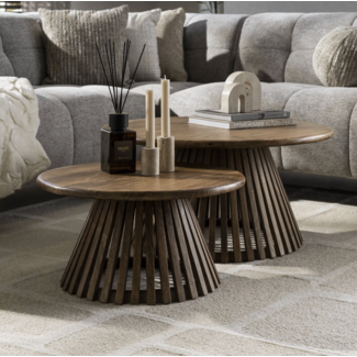 PS-Collection Salontafel Set van 2 Mangohout Zand Tweak Cone