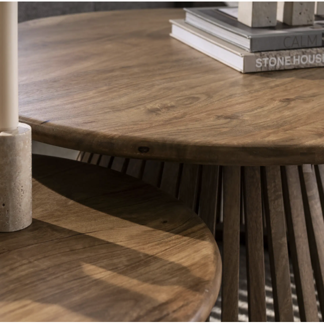 Salontafel Set van 2 Mangohout Zand - Tweak Cone