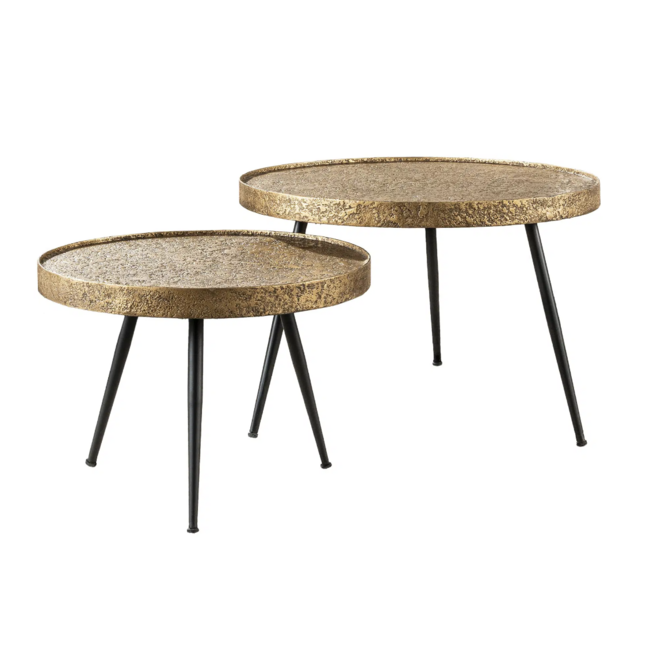 Salontafel Set van 2 Rond Antiek Brons Metallic