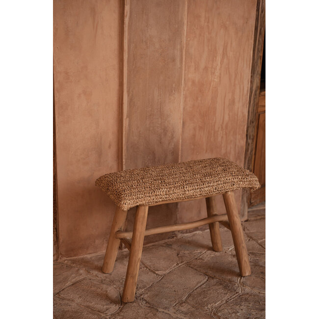 Bankje Teakhout Raffia Naturel - Woonbankje