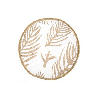 Wanddecoratie Rotan Wit Goud - Bladmotief