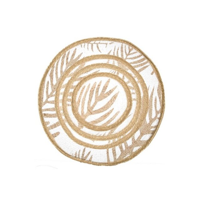 Wanddecoratie Rotan Wit Goud - Bladmotief