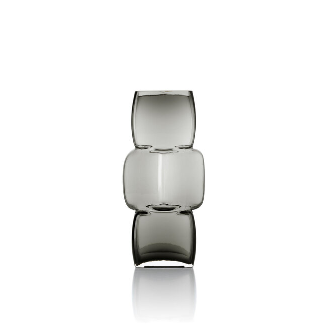 Glazen Vaas Donkergrijs Blok Design - M