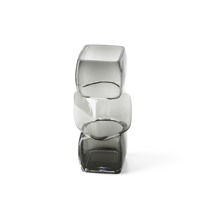 Glazen Vaas Donkergrijs Blok Design - M
