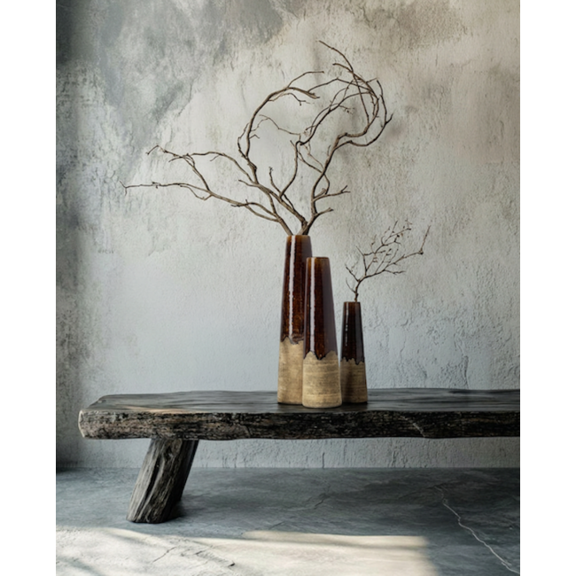 Keramieken Vaas Bruin Conisch Design - M