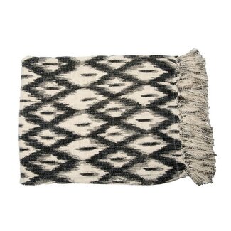 Plaid Katoen Gebroken Wit Zwart - 130x170cm