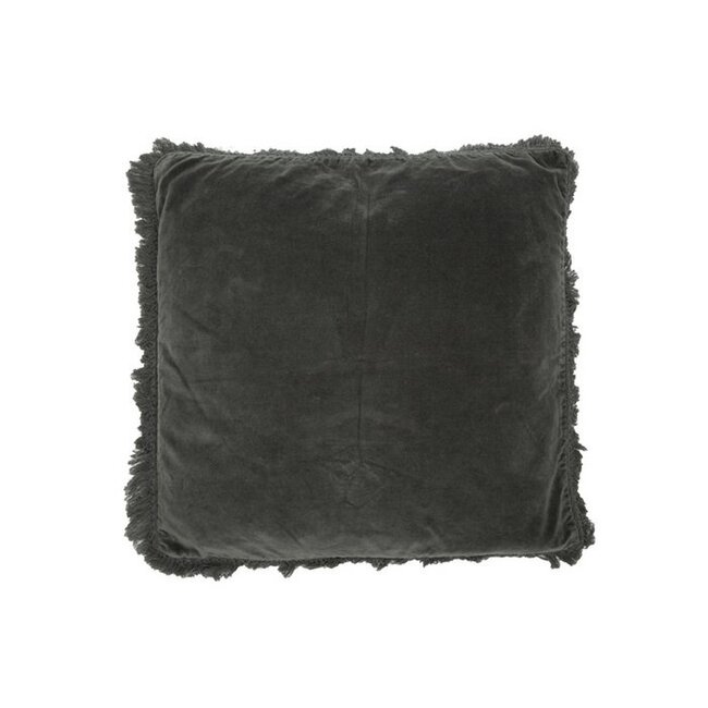 Sierkussen Fluweel Donkergrijs Met Franjes - 45x45cm
