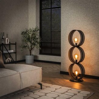 PS-Collection Vloerlamp Charcoal Metaal 3-Lichts - Ring Mesh