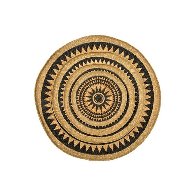 Wanddecoratie Rotan Zwart Rond Geometrisch - Ø70 cm
