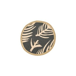 Wanddecoratie Rotan Zwarte Bladeren Rond - Ø50 cm