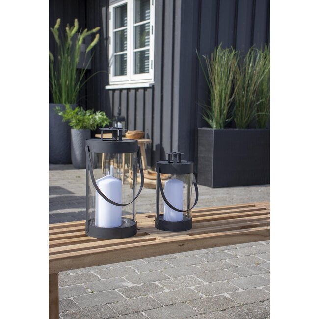 Lantaarns Set van 2 – Zwart – Metaal & Glas