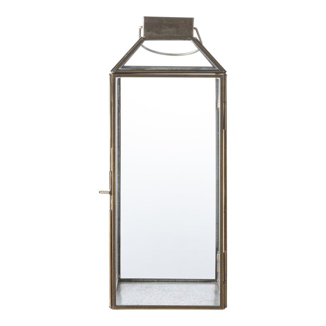 Lantaarn Antiek Messing Glas Metaal - 35 cm