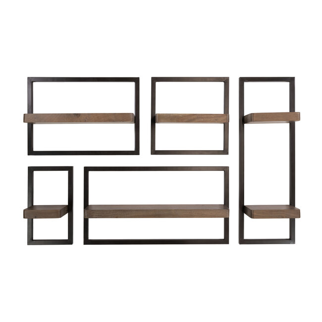 Wandplanken Set van 5 Acaciahout Bruin - Carve