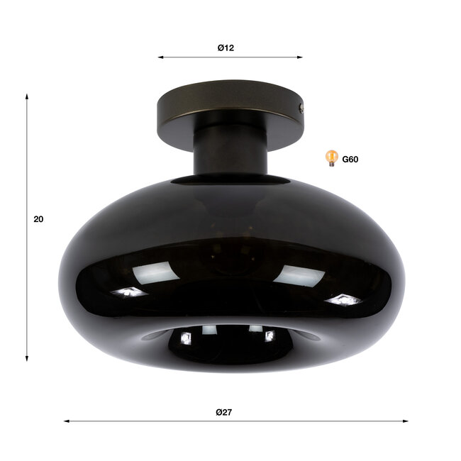 Plafondlamp Bruin Glas Metaal 1-lichtpunt - Soll