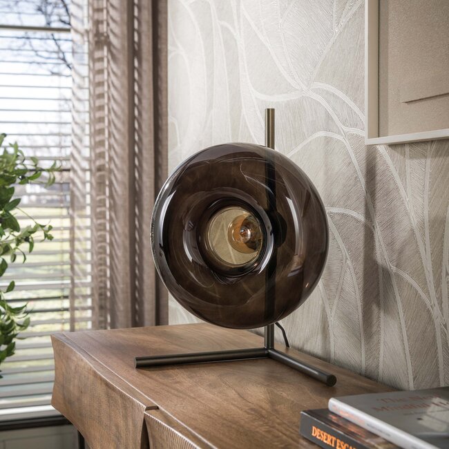 Tafellamp Bruin Glas Metaal 1-lichtpunt - Soll