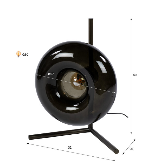 Tafellamp Bruin Glas Metaal 1-lichtpunt - Soll