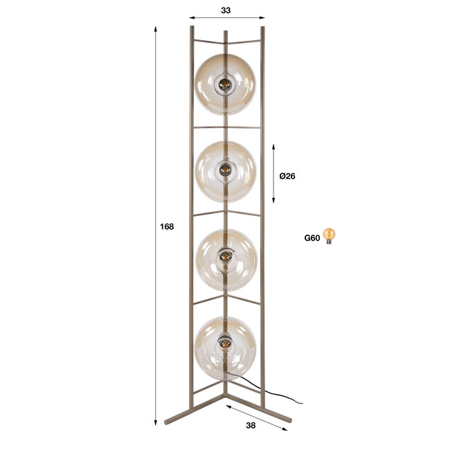 Vloerlamp Beige Glas Metaal 4-lichts - Soll