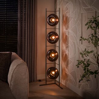 PS-Collection Vloerlamp Bruin Glas Metaal 4-lichts - Soll