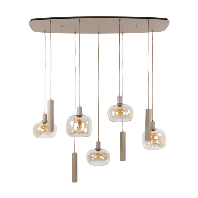 Hanglamp Beige Amber Glas Metaal 9-lichts - Serene