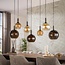 Hanglamp Bruin Amber Glas Metaal 7-lichts - Moka