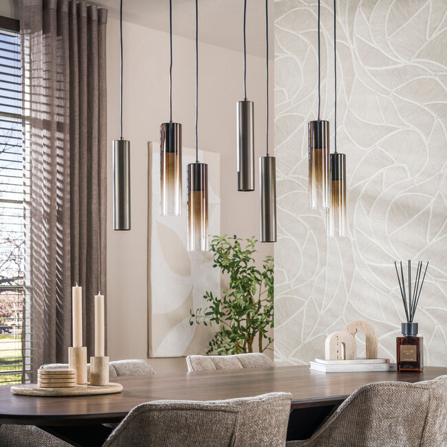 Hanglamp Bruin Glas Metaal 7-lichts - Lungo