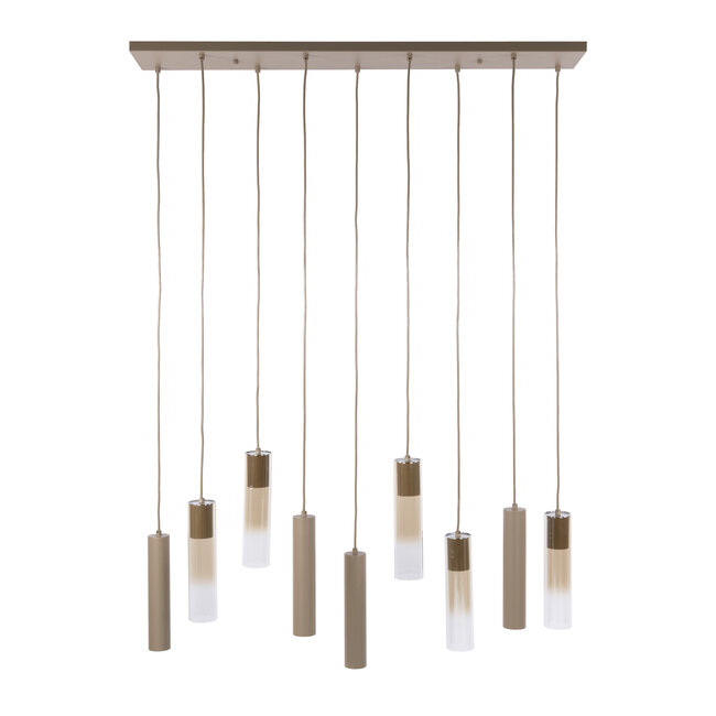 Hanglamp Beige Glas Metaal 9-lichts - Lungo