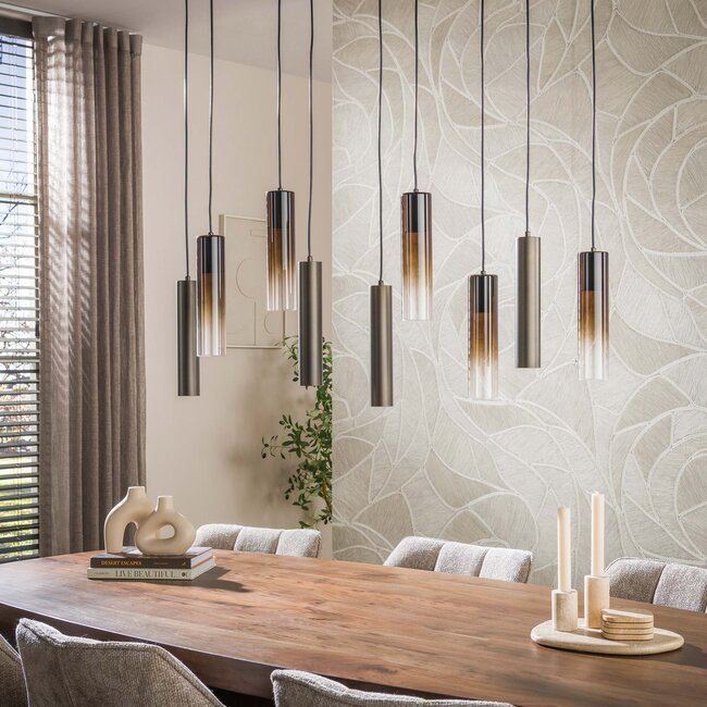 Hanglamp Bruin Glas Metaal 9-lichts - Lungo