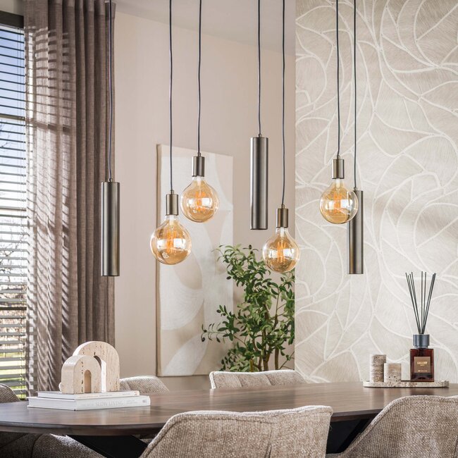 Hanglamp Bruin Metaal Cilinder 7-lichts - Senso