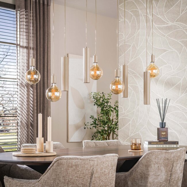 Hanglamp Beige Metaal Cilinder 9-lichts - Senso