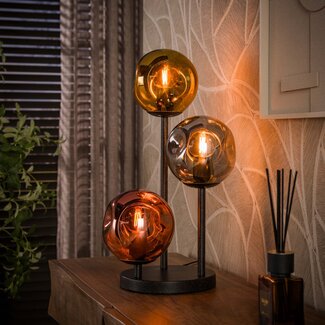 PS-Collection Tafellamp Zwart Gekleurd Glas 3-lichts - Stellar