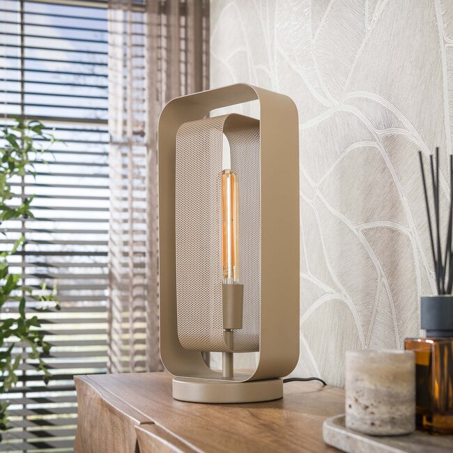 Tafellamp Beige Metaal 1-lichts - Mesh Rotate