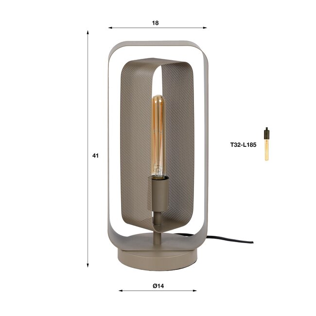 Tafellamp Beige Metaal 1-lichts - Mesh Rotate