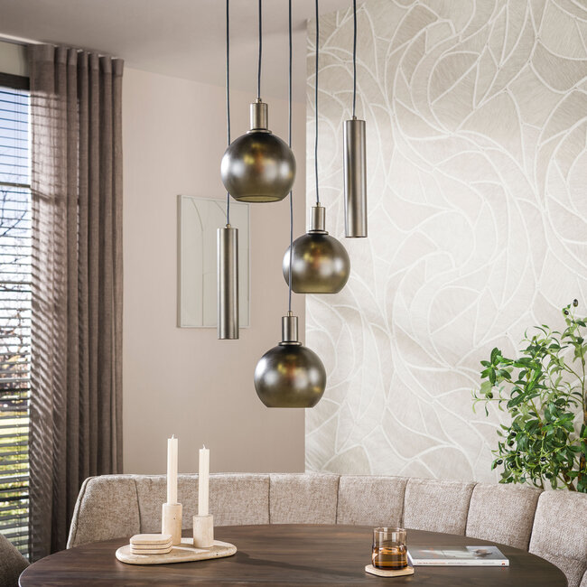 Hanglamp Sienna Bruin Glas Getrapt 5-lichts - Sfera