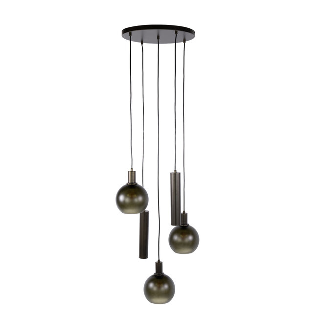 Hanglamp Sienna Bruin Glas Getrapt 5-lichts - Sfera