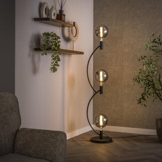PS-Collection Vloerlamp Zwart Metaal Gebogen 3-lichts - Arcus